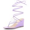 imageAllegra K Womens Lace Up Clear Strap Flip Flops Wedge SandalsLavender