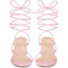 imageAllegra K Womens Lace Up Open Toe Strappy Stiletto Heels SandalsPink
