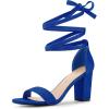 imageAllegra K Womens Lace Up and Ankle Strap Chunky Heel SandalsDeep Blue