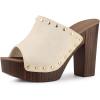 imageAllegra K Womens Open Toe Platform Block Heel Slides SandalsBeige