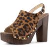 imageAllegra K Womens Open Toe Slingback Platform Chunky Heels SandalsLeopard
