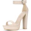imageAllegra K Womens Platform High Heel Ankle Strap Chunky Heels SandalsBeige