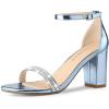 imageAllegra K Womens Rhinestone Ankle Strap Chunky Heels SandalsBlue