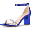 imageAllegra K Womens Rhinestone Ankle Strap Chunky Heels SandalsDeep Blue