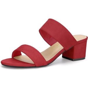 imageAllegra K Womens Block Heel Dual Straps Slide SandalsRed