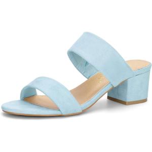 imageAllegra K Womens Block Heel Dual Straps Slide SandalsSky Blue