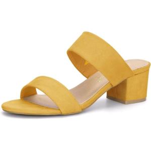 imageAllegra K Womens Block Heel Dual Straps Slide SandalsYellow