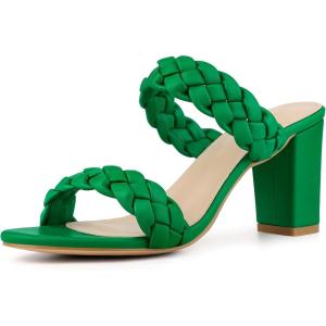 imageAllegra K Womens Braided Heeled Slip on Chunky Heel Slide SandalsGrass Green