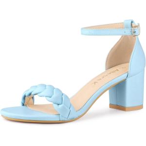 imageAllegra K Womens Chunky Heels Ankle Strap Braided Heel SandalsLight Blue