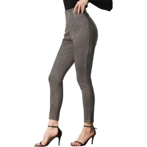 imageAllegra K Womens Faux Suede Leggings High Waisted Stretch Casual Faux Leather Pants for WomenDark Gray