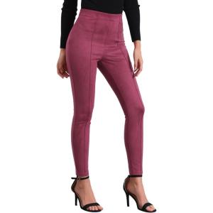 imageAllegra K Womens Faux Suede Leggings High Waisted Stretch Casual Faux Leather Pants for WomenDark Red