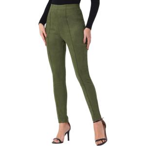 imageAllegra K Womens Faux Suede Leggings High Waisted Stretch Casual Faux Leather Pants for WomenLight Army Green