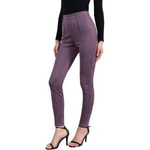 imageAllegra K Womens Faux Suede Leggings High Waisted Stretch Casual Faux Leather Pants for WomenPurple