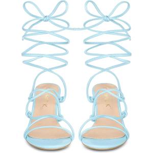 imageAllegra K Womens Lace Up Open Toe Strappy Stiletto Heels SandalsLight Blue