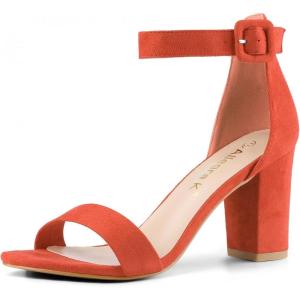 imageAllegra K Womens Open Toe High Chunky Heel Buckle Ankle Strap SandalsOrange