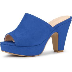 imageAllegra K Womens Open Toe Platform Chunky Heel Slides SandalsDeep Blue