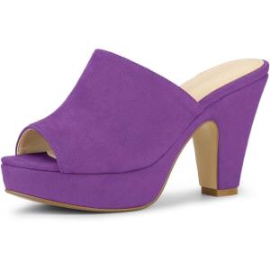 imageAllegra K Womens Open Toe Platform Chunky Heel Slides SandalsPurple