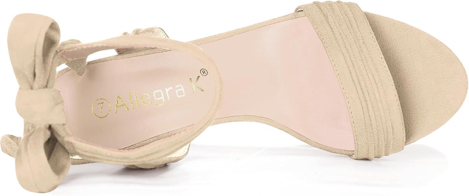 imageAllegra K Women Open Toe Ankle Tie Back Chunky Heel SandalsBeige