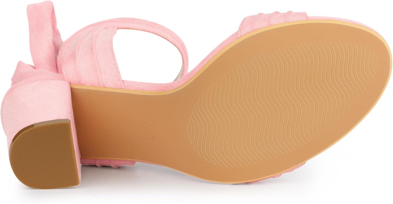 imageAllegra K Women Open Toe Ankle Tie Back Chunky Heel SandalsBling Pink