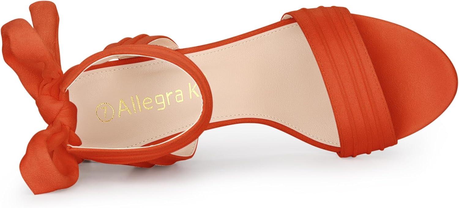 imageAllegra K Women Open Toe Ankle Tie Back Chunky Heel SandalsOrange