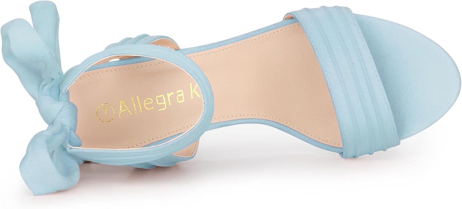 imageAllegra K Women Open Toe Ankle Tie Back Chunky Heel SandalsSky Blue