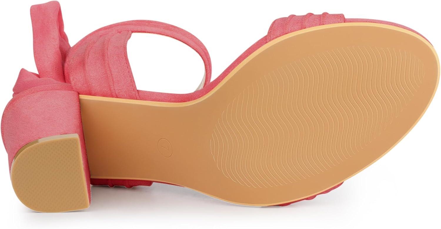 imageAllegra K Women Open Toe Ankle Tie Back Chunky Heel SandalsWatermelon Red