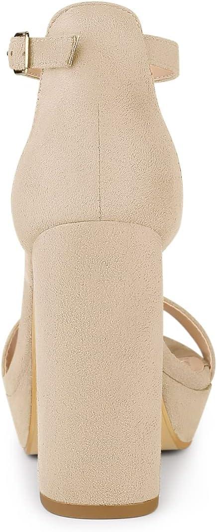 imageAllegra K Womens Ankle Strap Platform Chunky Heels SandalsBeige