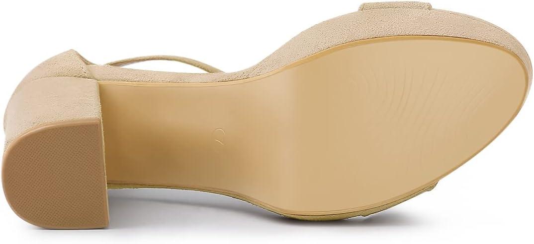 imageAllegra K Womens Ankle Strap Platform Chunky Heels SandalsBeige