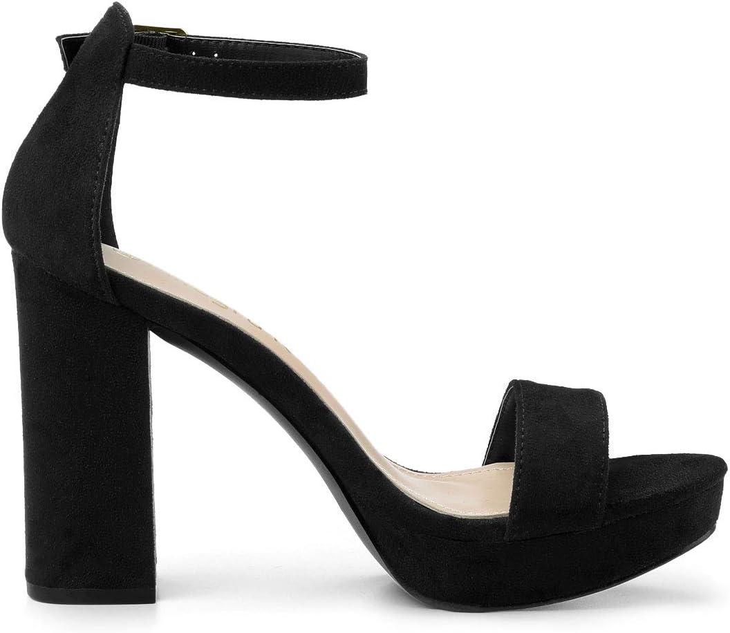 imageAllegra K Womens Ankle Strap Platform Chunky Heels SandalsBlack