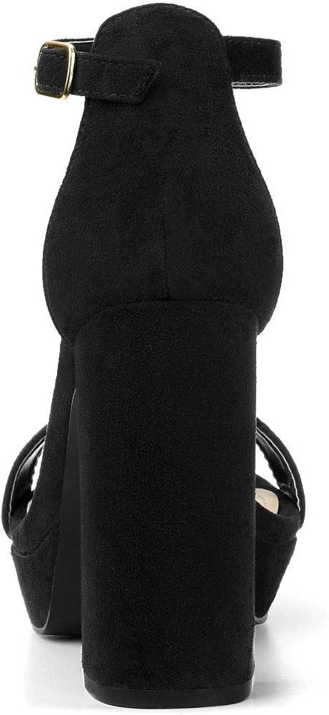 imageAllegra K Womens Ankle Strap Platform Chunky Heels SandalsBlack