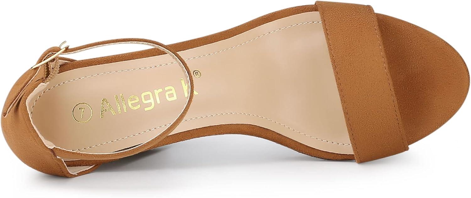 imageAllegra K Womens Ankle Strap Platform Chunky Heels SandalsBrown
