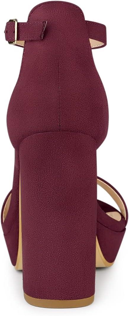 imageAllegra K Womens Ankle Strap Platform Chunky Heels SandalsBurgundy