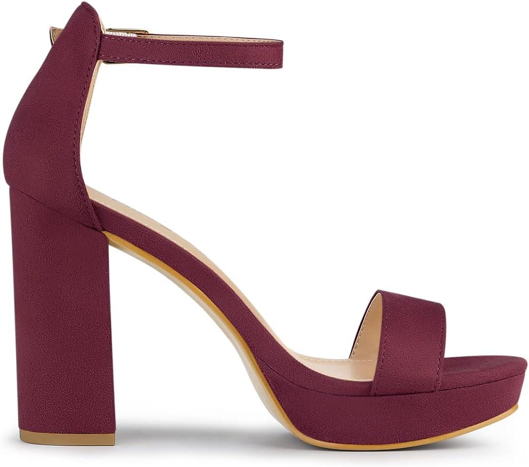 imageAllegra K Womens Ankle Strap Platform Chunky Heels SandalsBurgundy