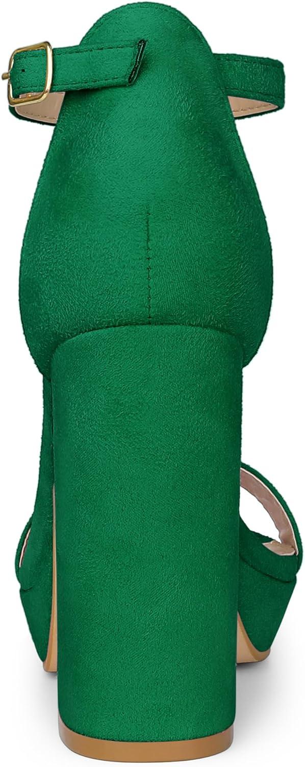 imageAllegra K Womens Ankle Strap Platform Chunky Heels SandalsCandy Green