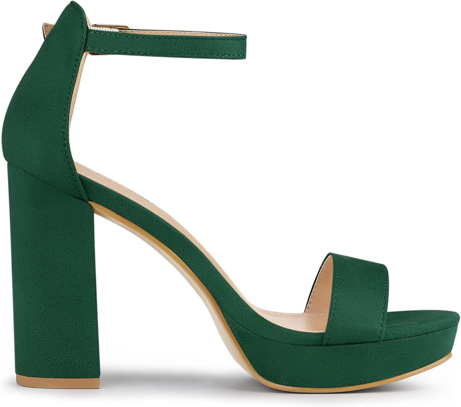 imageAllegra K Womens Ankle Strap Platform Chunky Heels SandalsGreen