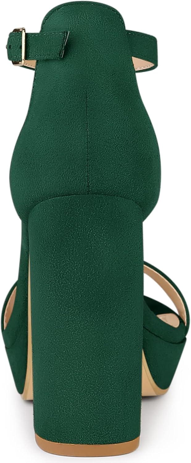 imageAllegra K Womens Ankle Strap Platform Chunky Heels SandalsGreen