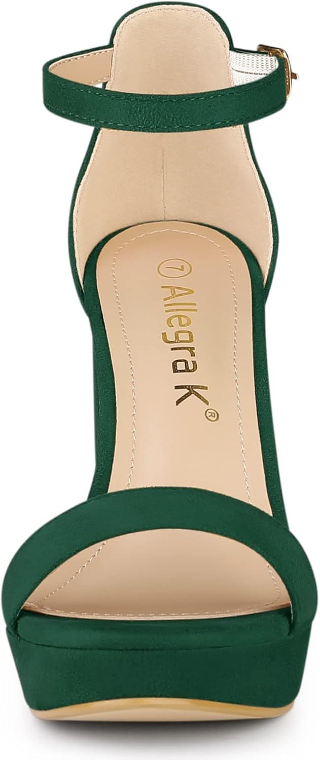 imageAllegra K Womens Ankle Strap Platform Chunky Heels SandalsGreen
