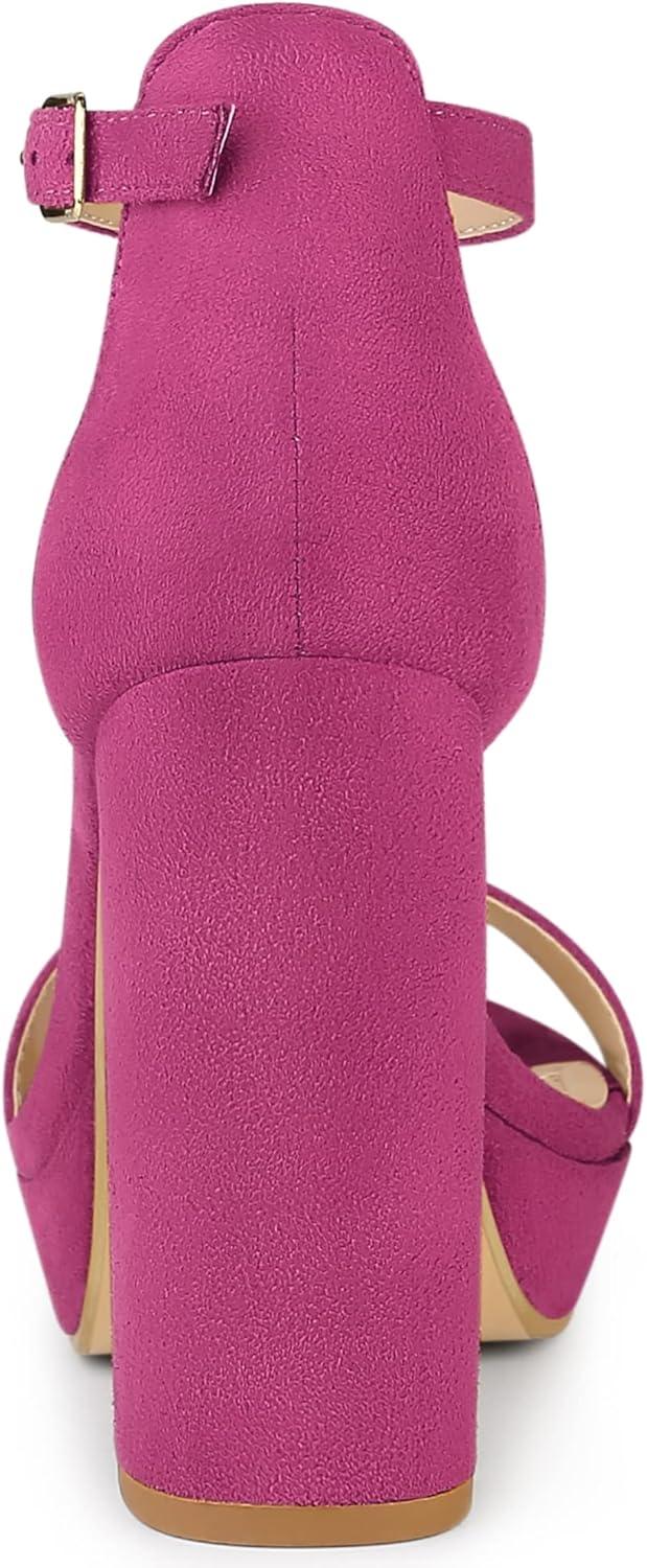imageAllegra K Womens Ankle Strap Platform Chunky Heels SandalsHot Pink