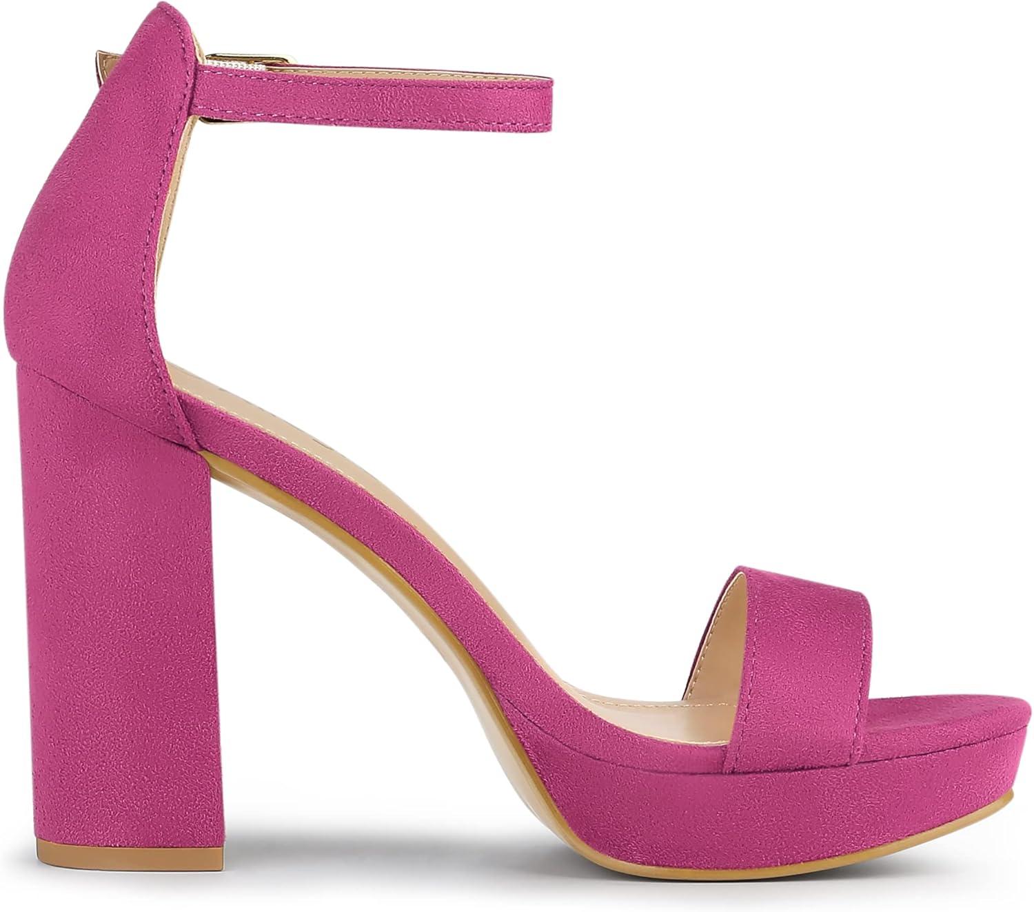 imageAllegra K Womens Ankle Strap Platform Chunky Heels SandalsHot Pink