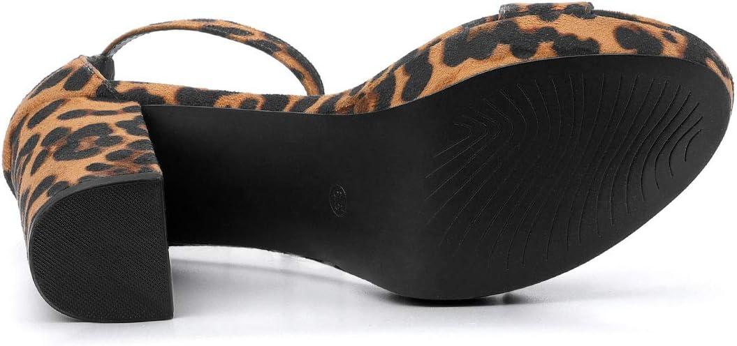 imageAllegra K Womens Ankle Strap Platform Chunky Heels SandalsLeopard