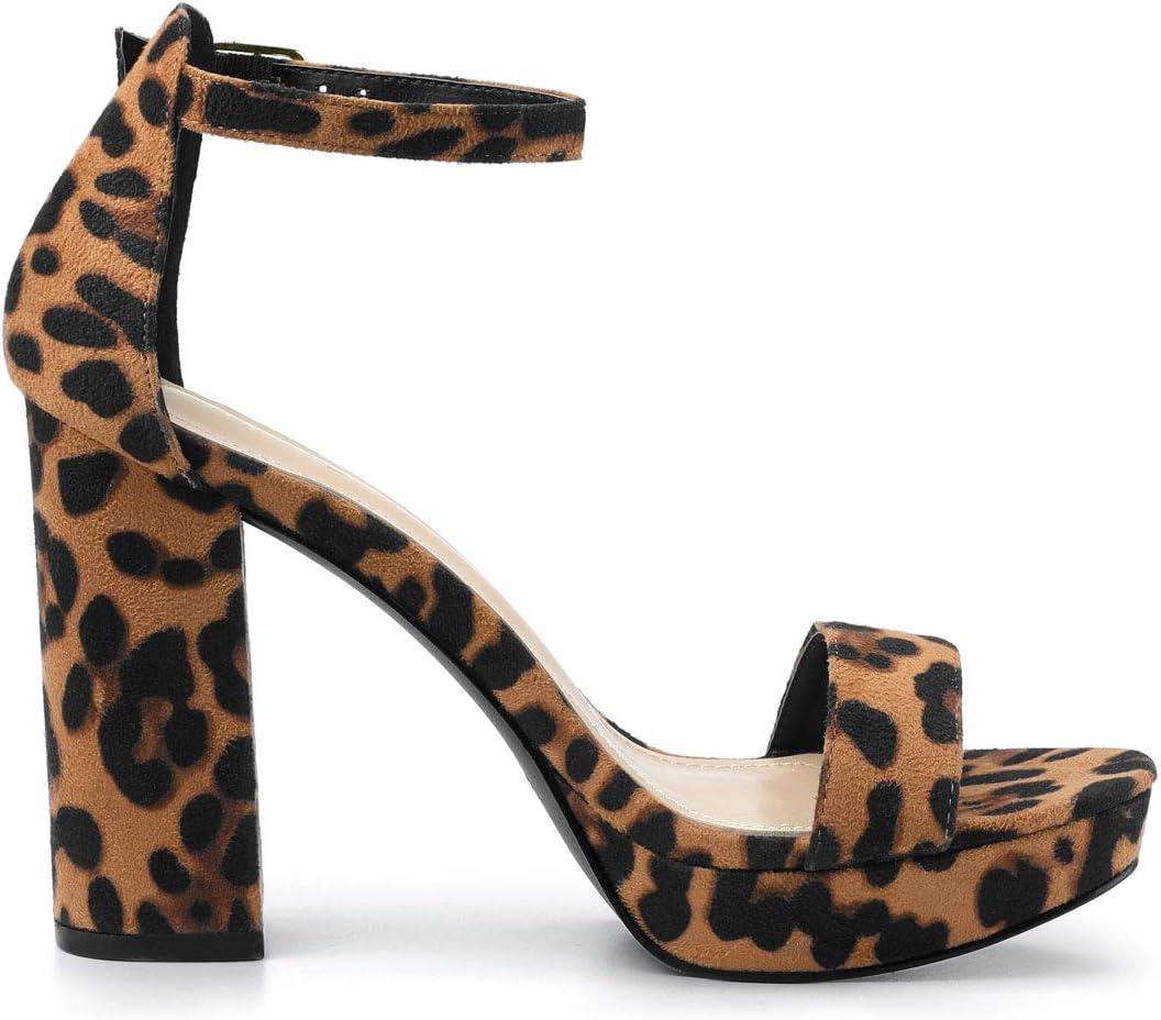 imageAllegra K Womens Ankle Strap Platform Chunky Heels SandalsLeopard