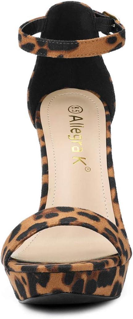 imageAllegra K Womens Ankle Strap Platform Chunky Heels SandalsLeopard