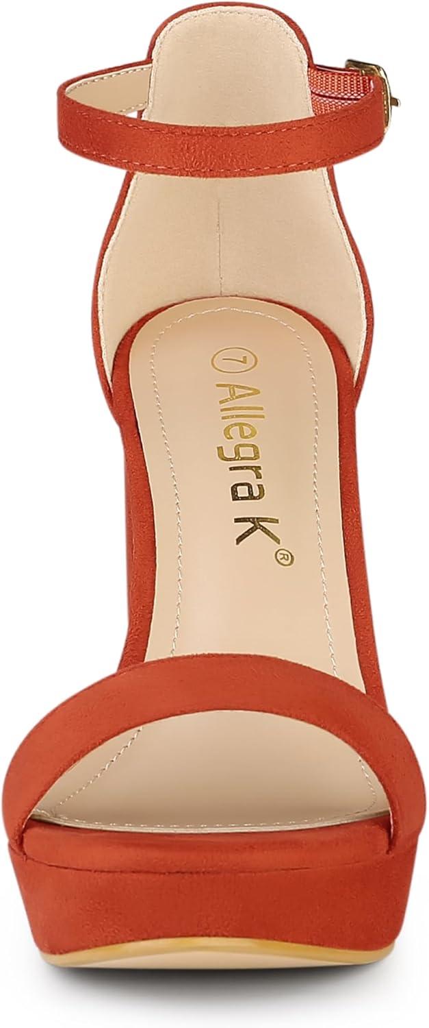 imageAllegra K Womens Ankle Strap Platform Chunky Heels SandalsOrange