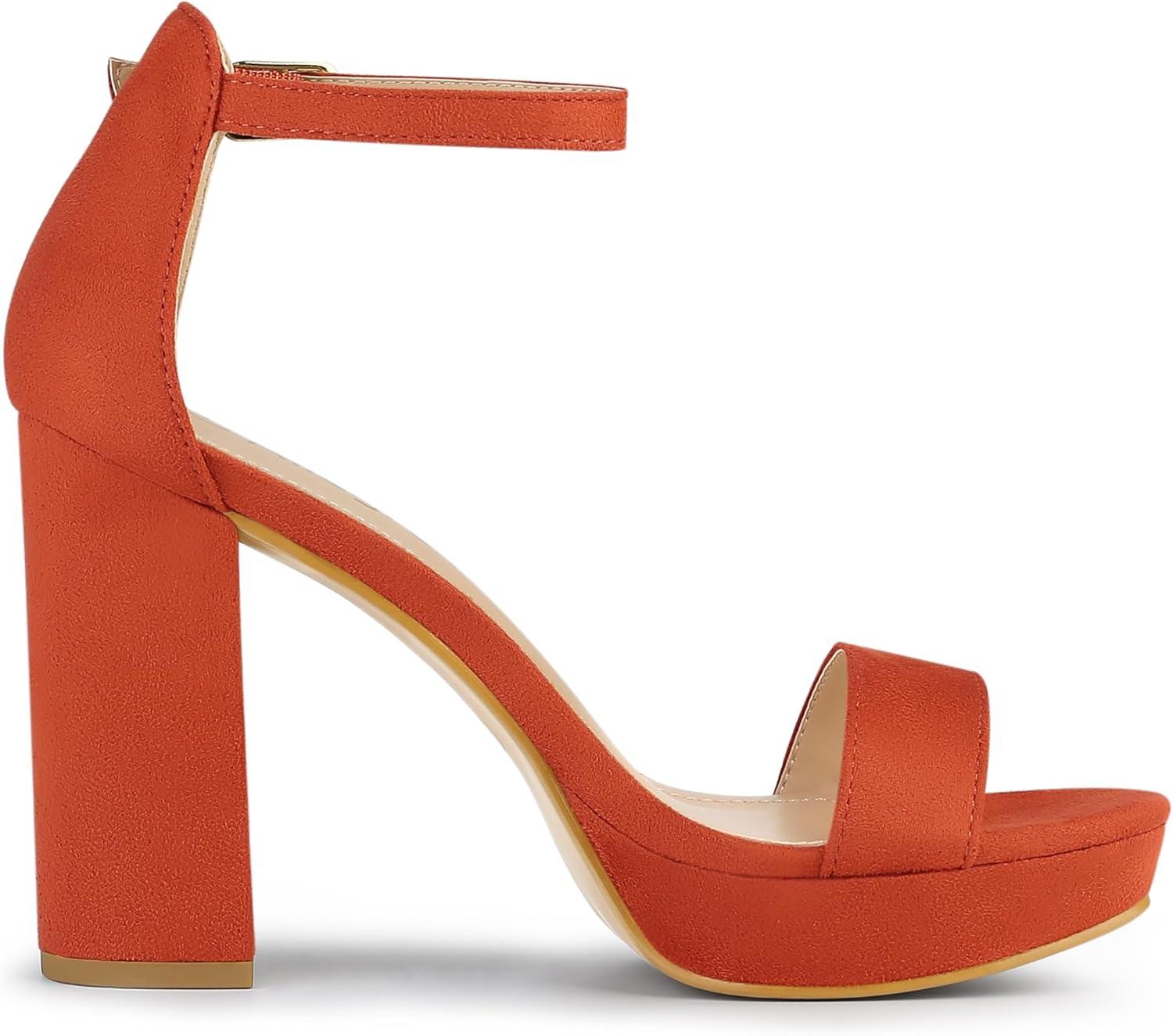 imageAllegra K Womens Ankle Strap Platform Chunky Heels SandalsOrange