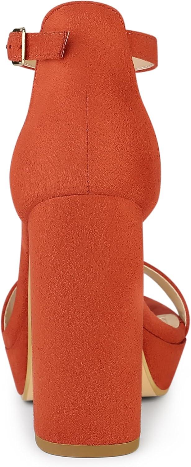 imageAllegra K Womens Ankle Strap Platform Chunky Heels SandalsOrange