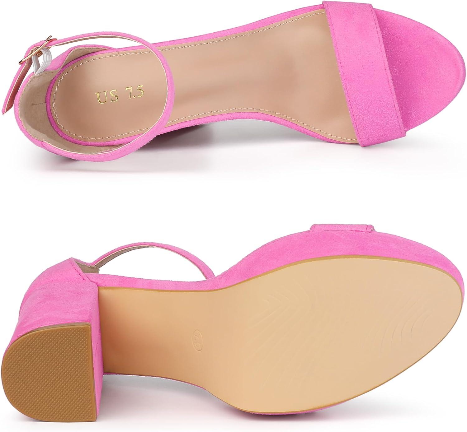 imageAllegra K Womens Ankle Strap Platform Chunky Heels SandalsPink