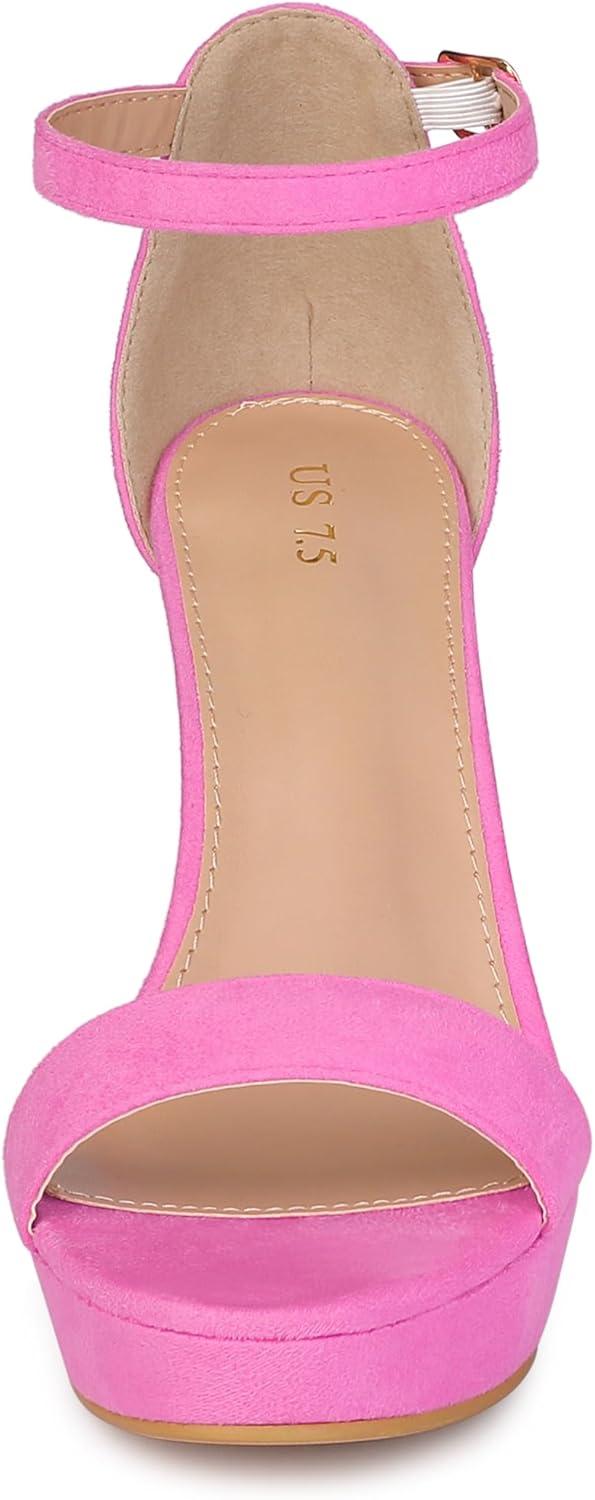 imageAllegra K Womens Ankle Strap Platform Chunky Heels SandalsPink