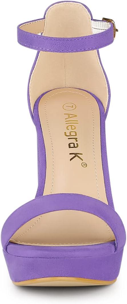 imageAllegra K Womens Ankle Strap Platform Chunky Heels SandalsPurple