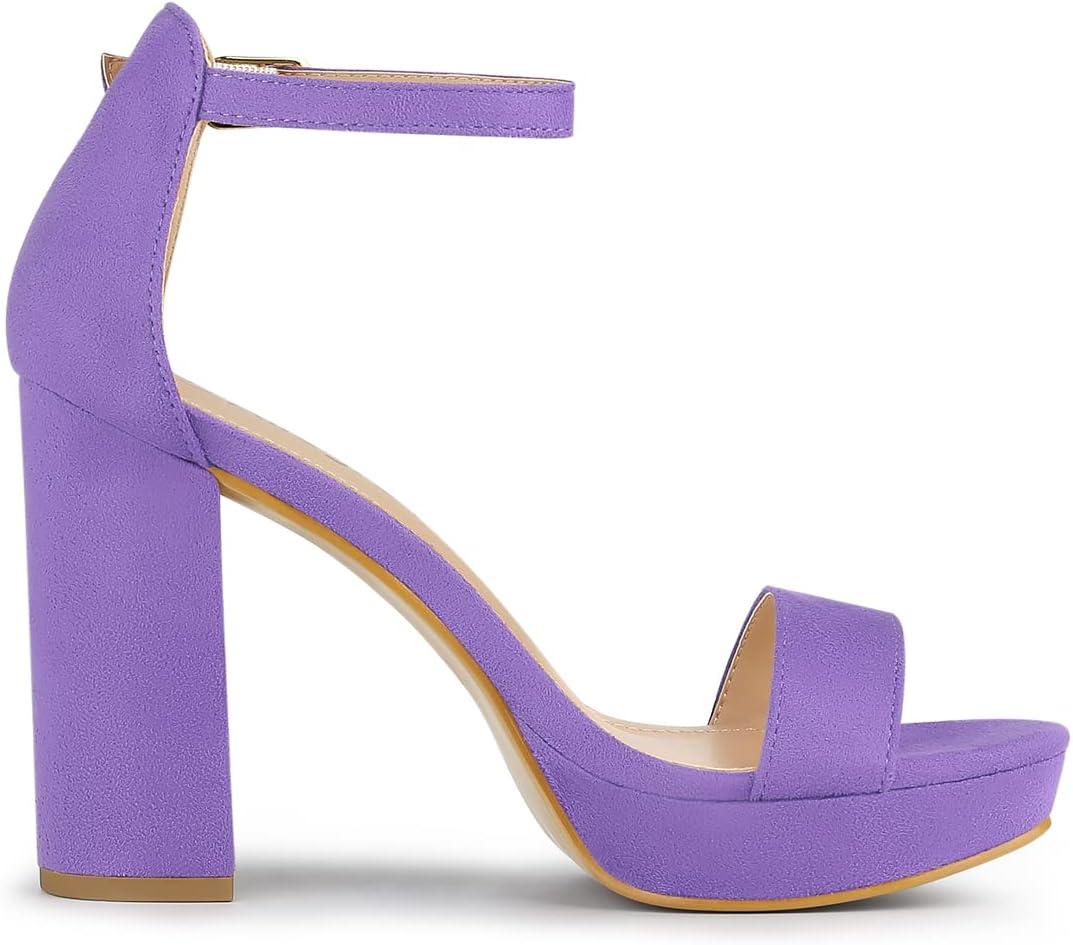 imageAllegra K Womens Ankle Strap Platform Chunky Heels SandalsPurple