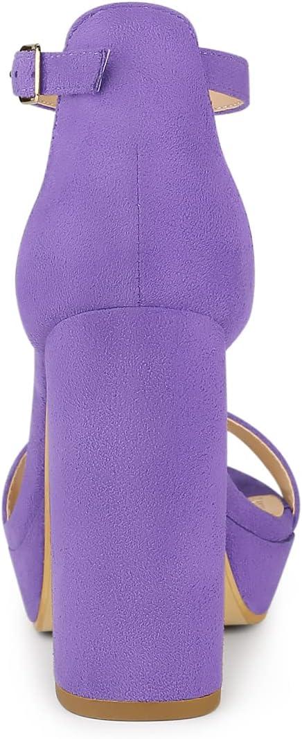imageAllegra K Womens Ankle Strap Platform Chunky Heels SandalsPurple